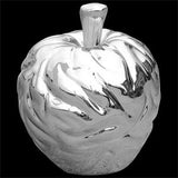 Silver chrome-finish ceramic apple ornament – 17cm