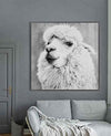 Febland Alpaca Glass Art Picture, White, Square
