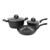 Blackmoor Pan Sets / 2, 3 and 4 Piece Sets / 2 Colours/Non-Stick/Cool-Touch Handles/Scratch Resistant/Suitable for Induction, Electric and Gas Hobs (Black, 3 Piece Mixed)