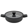 Blackmoor 67369 Neuvo 28cm Sauté Pan with tempered glass lid and soft touch handles. Suitable for all hob types, including induction, gas, and electric.