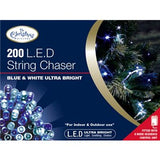 200 blue and white LED chaser Christmas lights – 13.9m