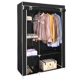 AROME PUR black double canvas wardrobe with rail and shelves – 158cm