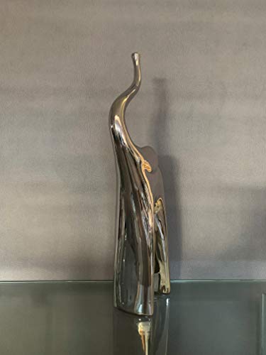 EXCLUSIVE Ceramic Art Tall Standing Elephant Ornament, Silver, 49CM Height