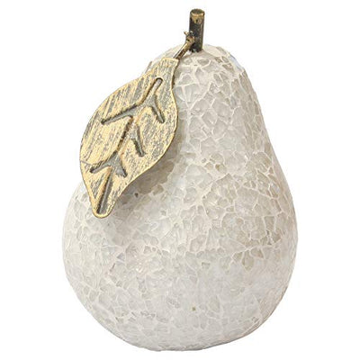 Febland White Mosaic Glass Pear, Round