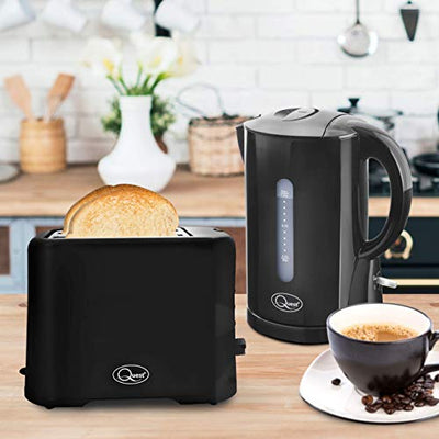 Quest 34289 2 Slice Toaster / Variable Browning Control / Reheat and Defrost / Crumb Tray and Cord Storage / Black / 870W