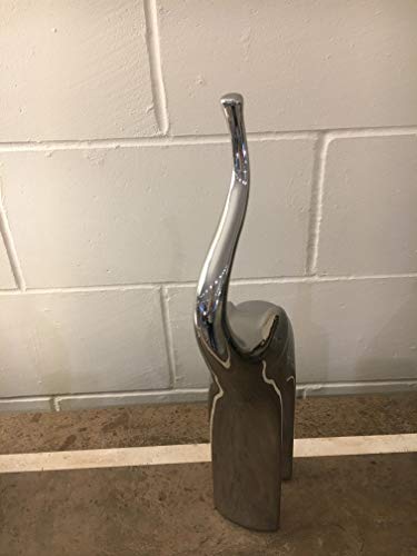 Febland Ceramic Tall Elephant, Silver, 8 x 18 x 49 cm
