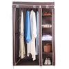 Amal brown tall double canvas wardrobe with rail and shelves – 172cm