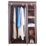 Amal brown tall double canvas wardrobe with rail and shelves – 172cm