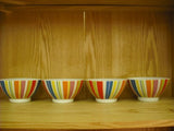 Fine porcelain striped bowls set of four six inch