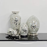 Mirrored Art Deco mosaic glass egg table lamp – 30cm