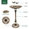 GardenKraft 23940 Clam Shell Design Bird Bath / Bronze Metal Effect / Weatherproof Garden Feature / Easy To Assemble / 80cm x 52cm