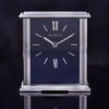 WM.Widdop. Silver Mantel Clock Navy Face - W2941