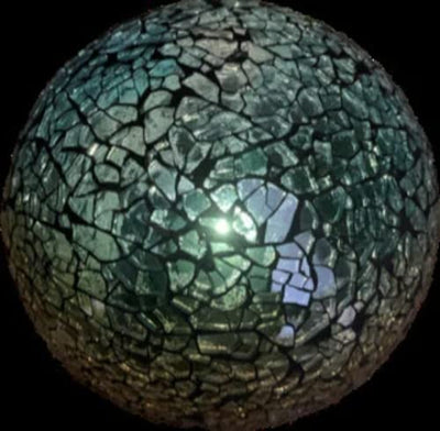 Battery Operated Glass Mosaic Tealight Balls (GREEN)