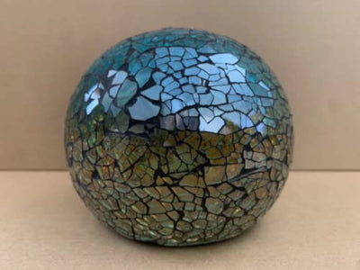 Battery Operated Glass Mosaic Tealight Balls (GREEN)