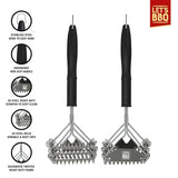Stainless steel BBQ grill cleaning brush with scraper