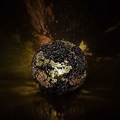 Febland Gold Glass Mosaic Flickering Orb Light, Small