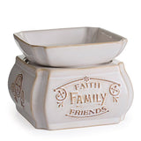 Candle Warmers Etc. 2-in-1 candle and wax melt warmer with Faith Family Friends design