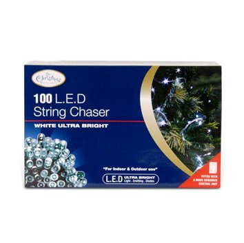 100 bright white LED chaser Christmas lights – 6.9m