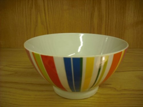 Fine porcelain striped bowls set of four six inch