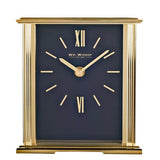 William Widdop gold mantel clock with navy blue dial