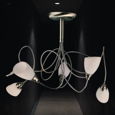 5 Bulb Silver Ceiling Light with Adjustable arms