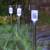 GardenKraft 10-pack solar stake bollard lights with white LEDs