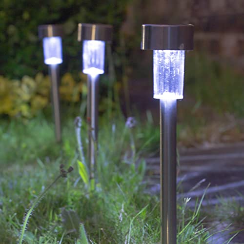 GardenKraft 10-pack solar stake bollard lights with white LEDs