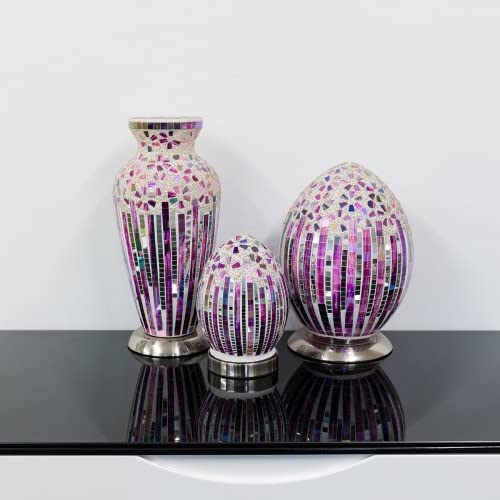 Rose Art Deco mosaic glass egg table lamp – 30cm