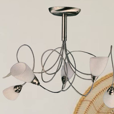 5 Bulb Silver Ceiling Light with Adjustable arms
