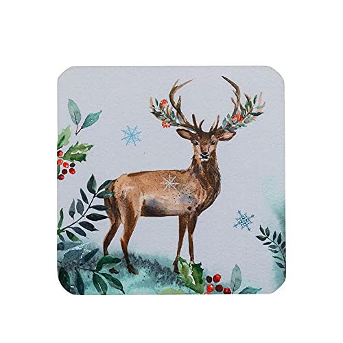Richard Macneil animal winter scenes Christmas coasters set of four