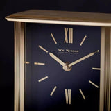 William Widdop gold mantel clock with navy blue dial
