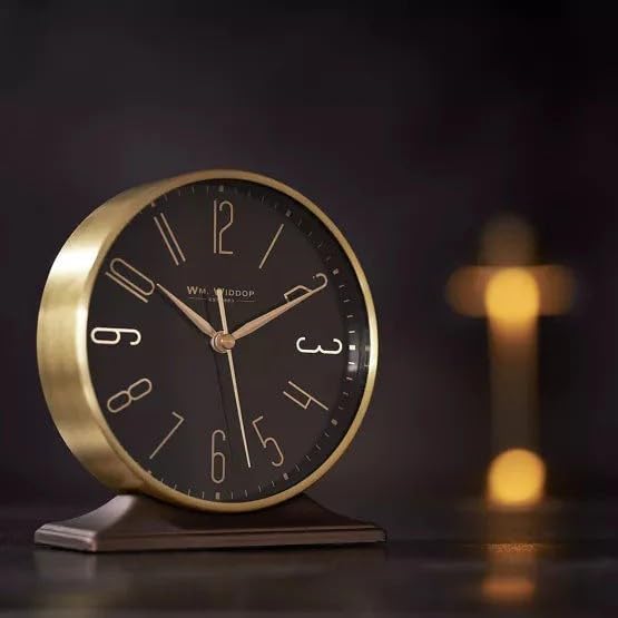 William Widdop black and gold mantel alarm clock