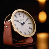 William Widdop gold mantel clock on stand