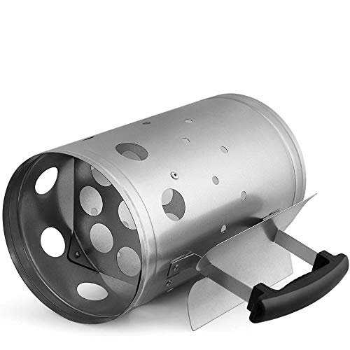 BBQ charcoal chimney starter with heat-insulated handle