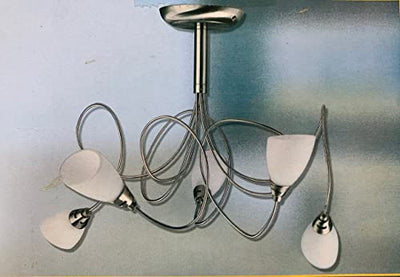 5 Bulb Silver Ceiling Light with Adjustable arms
