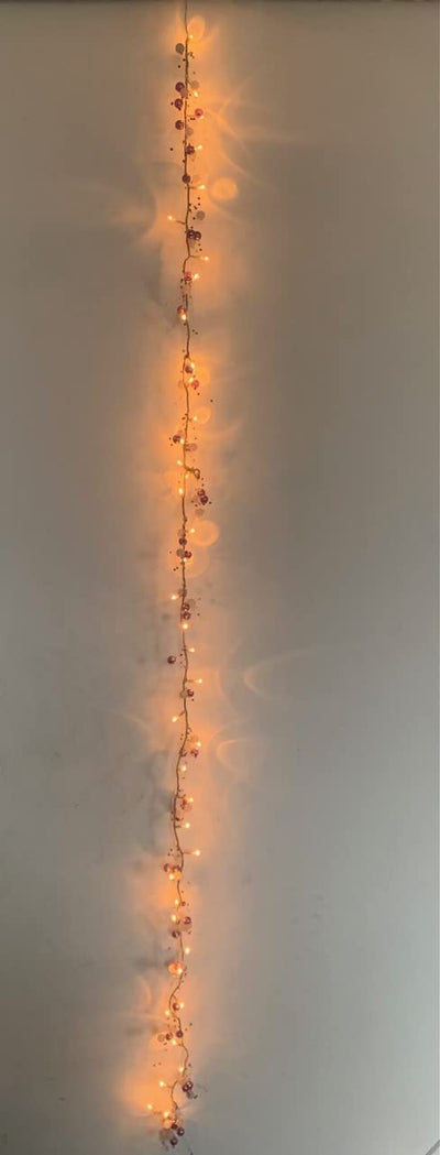 HARTES 40 Bulb Rice Light with Purple/White Pearl Decoration