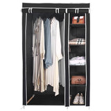 Amal black tall double canvas wardrobe with rail and shelves – 172cm