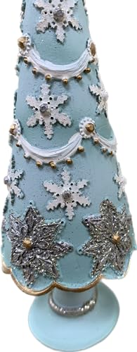 Blue silver glitter resin cone Christmas tree decoration