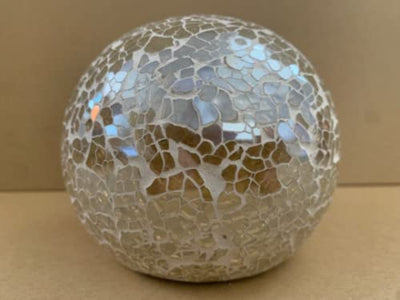 Battery Operated Glass Mosaic Tealight Balls (CLEAR)