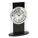 Widdop black and clear glass mantel clock with Roman numeral dial