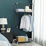 Generic Fabric Canvas Wardrobe Organizer Clothes Rail Shelf Storage Closet Single (Grey), 68-69-70a