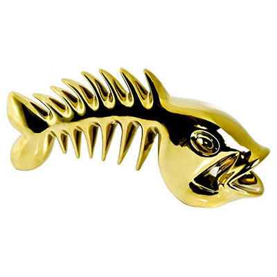 Febland Gold Ceramic Skeletal Fish Sculpture, Small