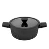 Blackmoor 67299 Neuvo 24cm Stock Pot with Lid/All Hob Types Incl. Induction, Gas, Electric/Black Non-Stick 5-Layer Cookware/Recycled Body & Soft Touch Handles