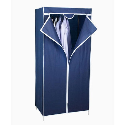 Generic Fabric Canvas Wardrobe Organizer Clothes Rail Shelf Storage Closet Single (Blue), 68-69-70a