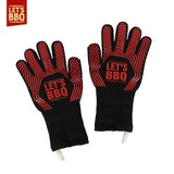 Let's BBQ red polycotton barbecue gloves – pair