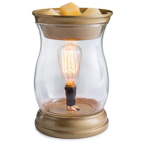 Edison Style Illumination Fragrance Warmer in a glass jar with exposed filament bulb for warming scented wax melts.