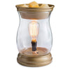 Edison Style Illumination Fragrance Warmer in a glass jar with exposed filament bulb for warming scented wax melts.