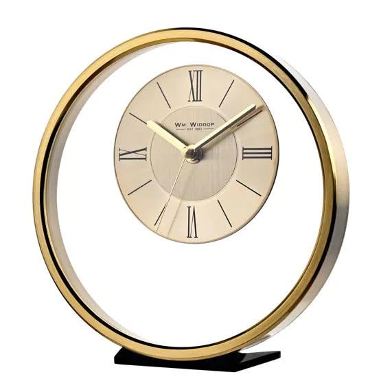 WM.Widdop. Round Gold Mantel Clock - W2937G