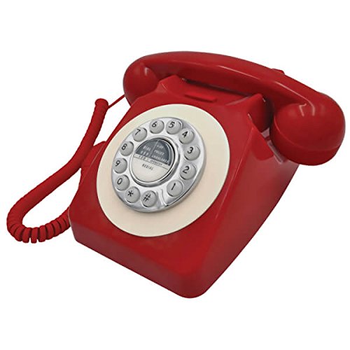 Classic Retro Vintage Style Home Telephone RED Mechanical Ringer and Redial Function