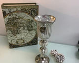 28cm Silver Goblet Glass Candle Holder